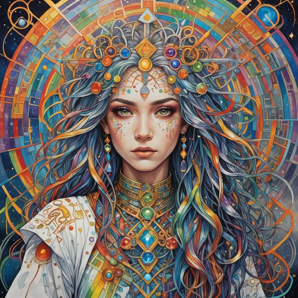 Prismacolor Cybertrancendence Portrait with Sacred Symbols