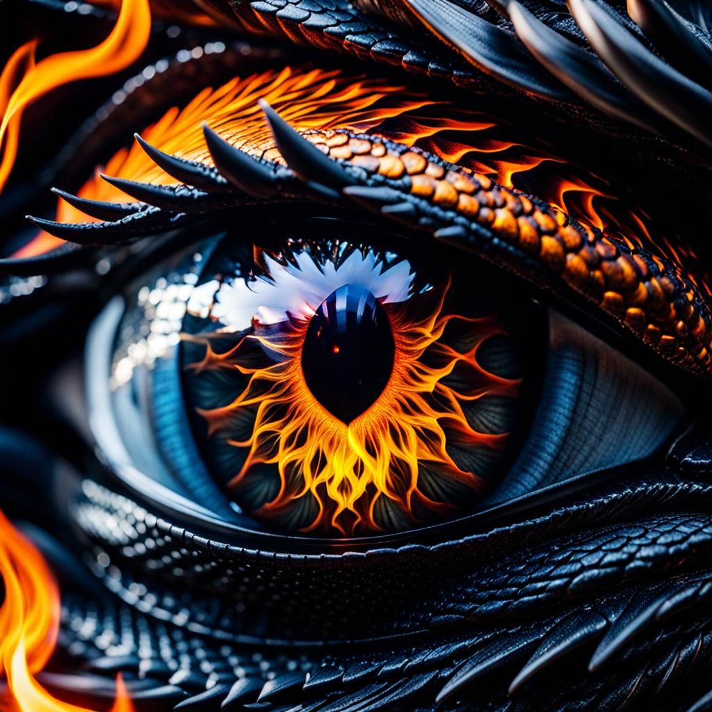 Hypermaximalist Dragon Eye with Fire and Smoke