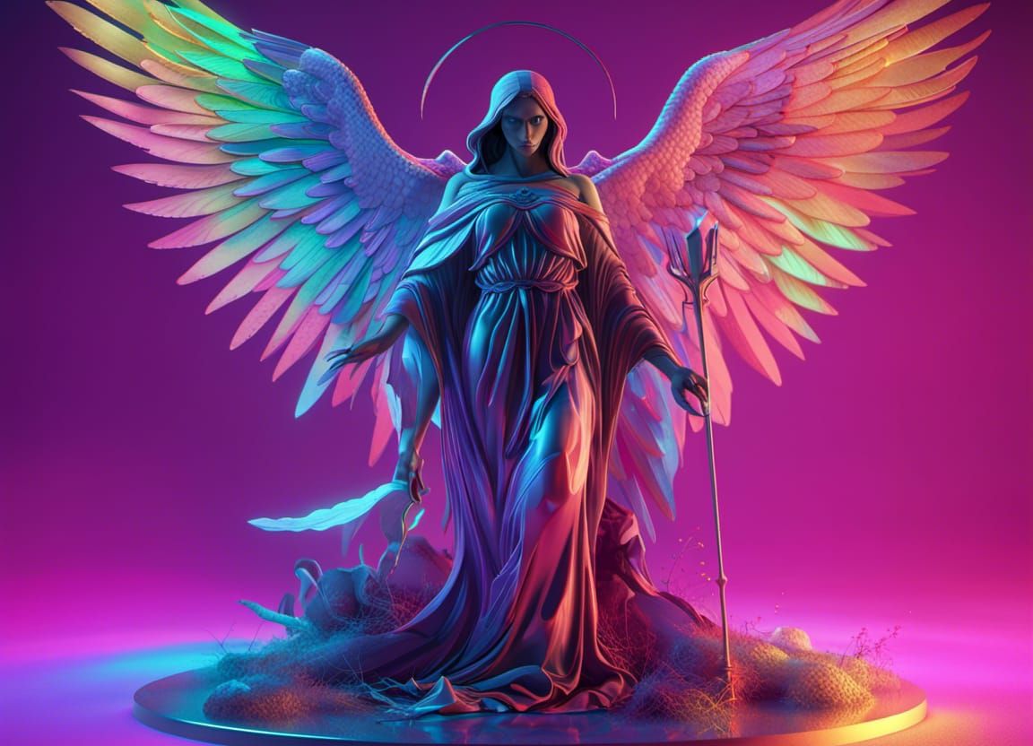 The Angel of death 8k resolution concept art volumetric lighting 8K 3D beautiful colourful iridescent raytracing