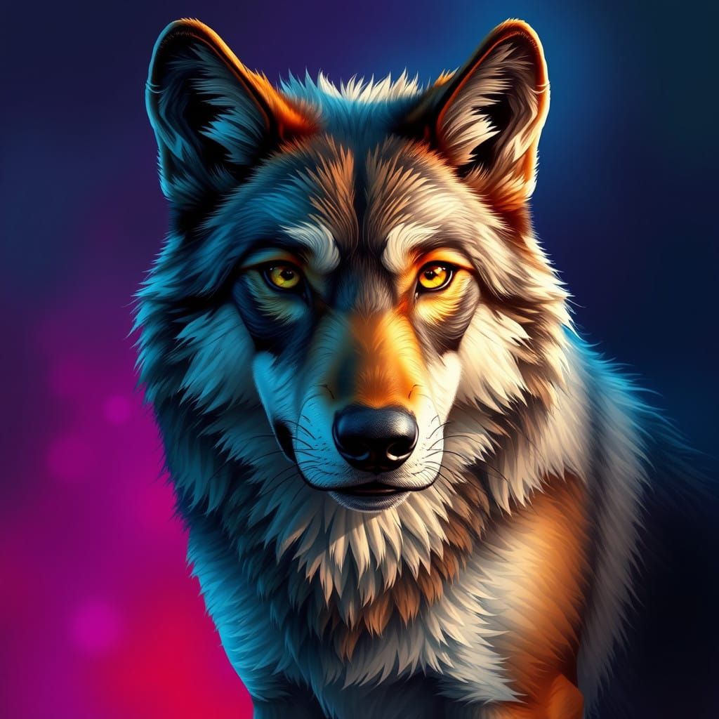 Majestic Balkan Wolf in Hyper-Realistic Splash Art
