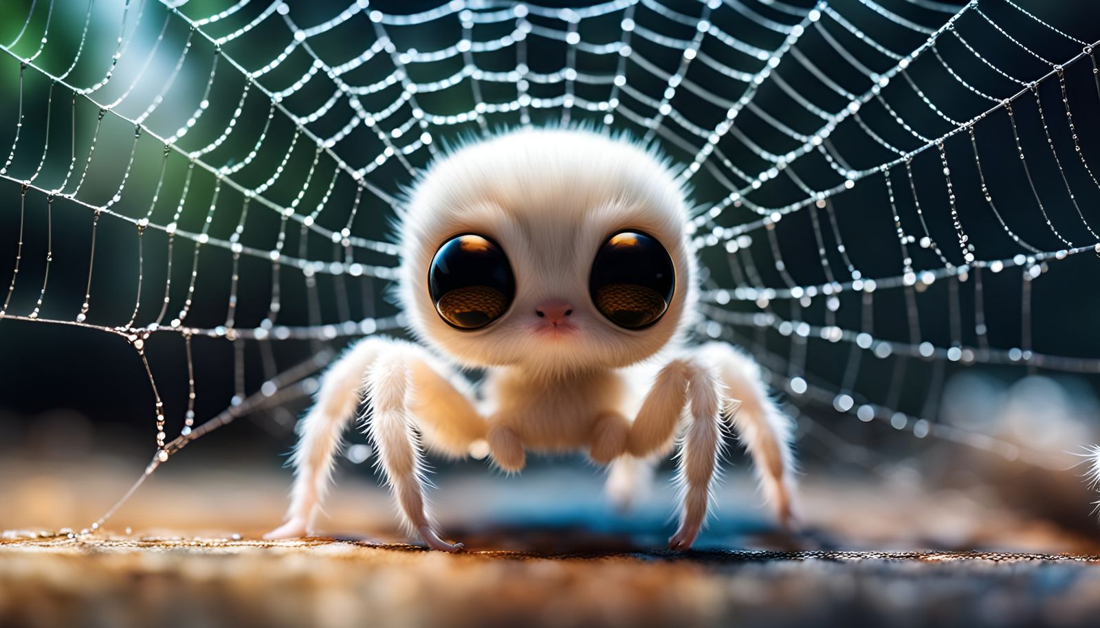 Chibi Spiderling in Vast Symmetrical Web: Macro Photo