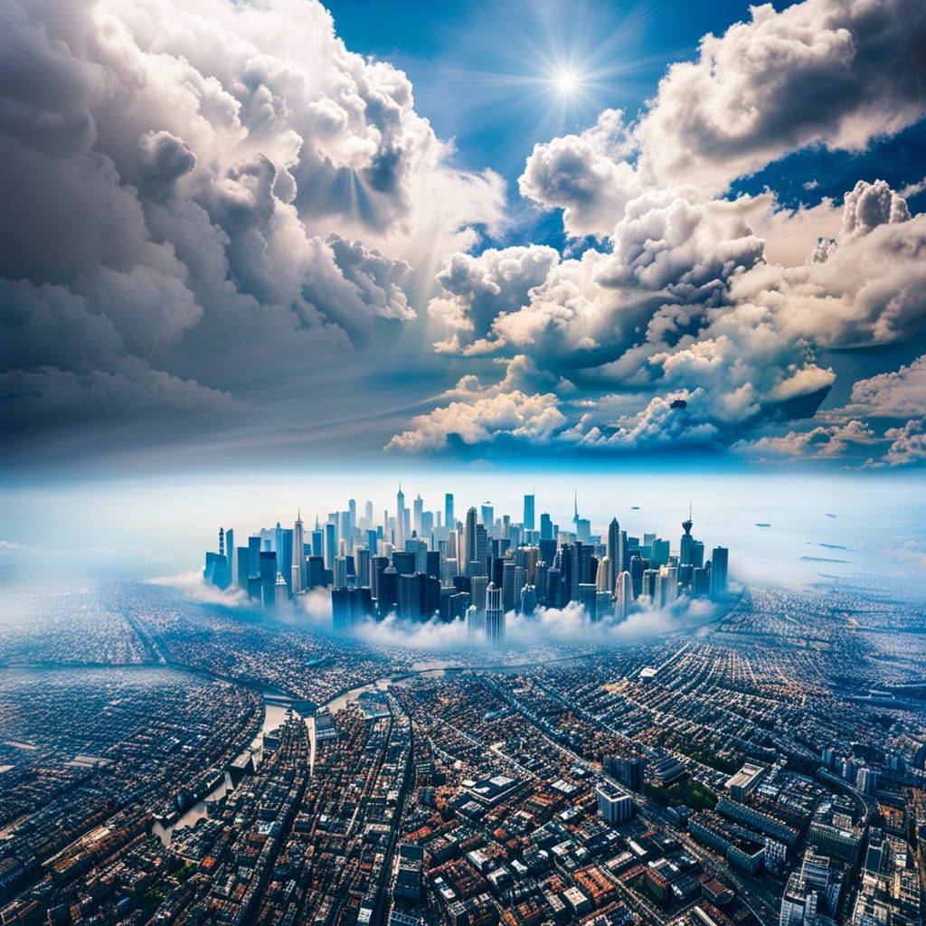 Steampunk Cityscape Floating Among Clouds