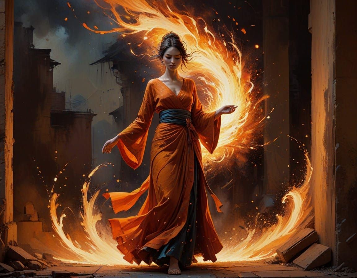 A Vibrant Tempera Portrait in Mural Style