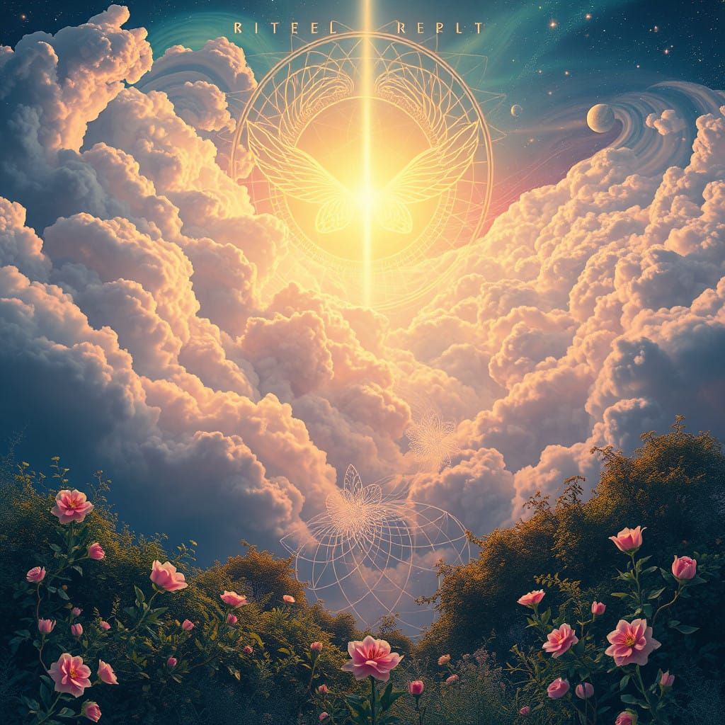 Ethereal Realm of the World Tarot Card in Cosmic Surrealism