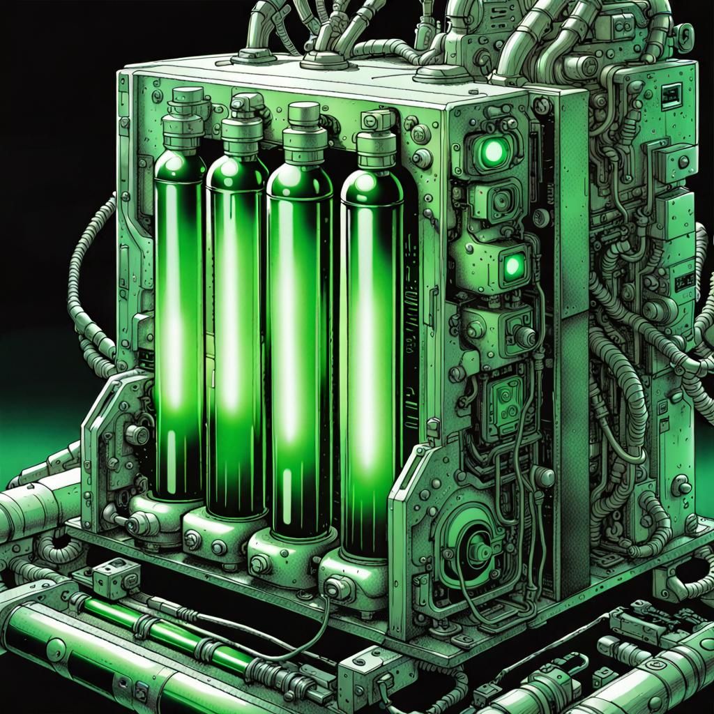 Retro Sci-Fi Energy Cell in 90s Anime Style