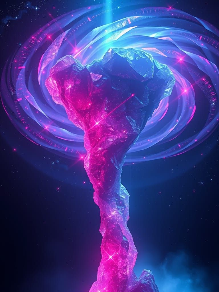 Neon Gemstone Tornado in Alcohol-Ink Style