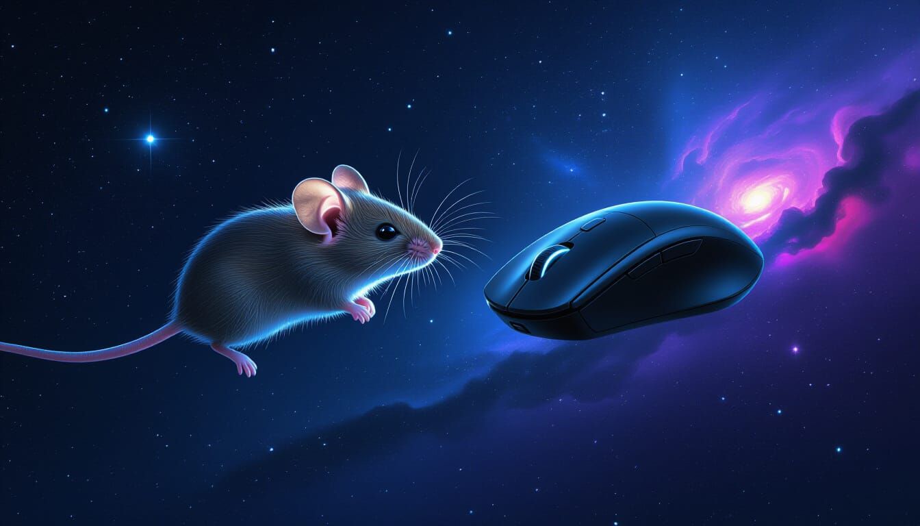 Mice Soaring Through a Minimalist Galaxy