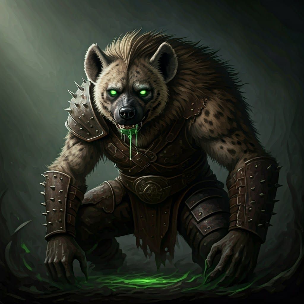 Diseased Hyena-Man Casting a Dark Spell