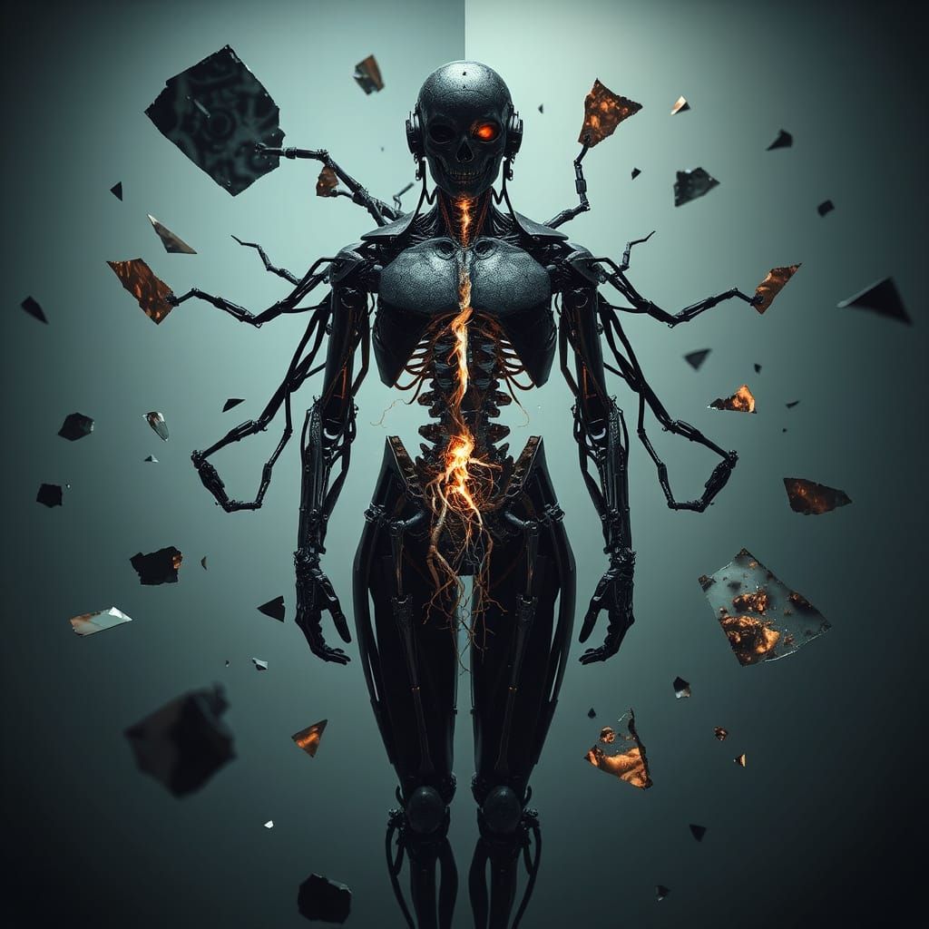 spectral robotic humanoid, fragmented structure