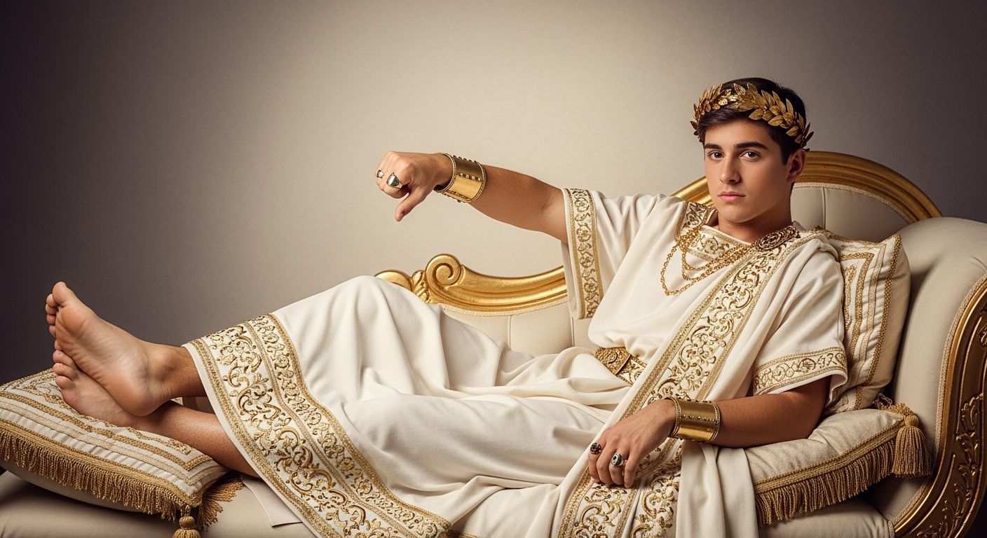 Roman Emperor Lounging on Chaise Longue, Professional Photog...