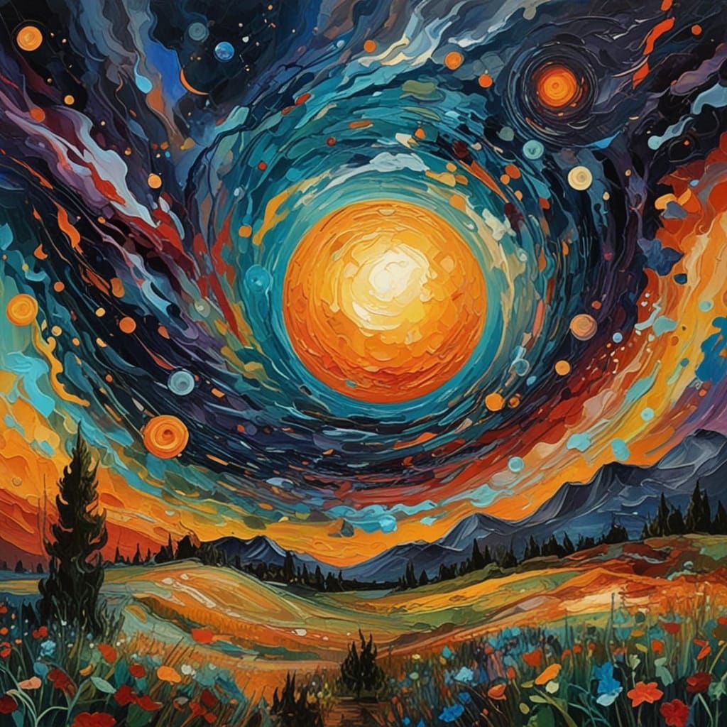 Celestial Brushstroke Cosmos in Soft, Earthy Hues