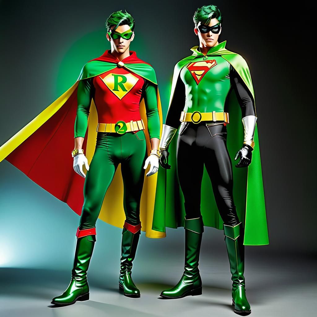 Superhero in Red and Green Costume