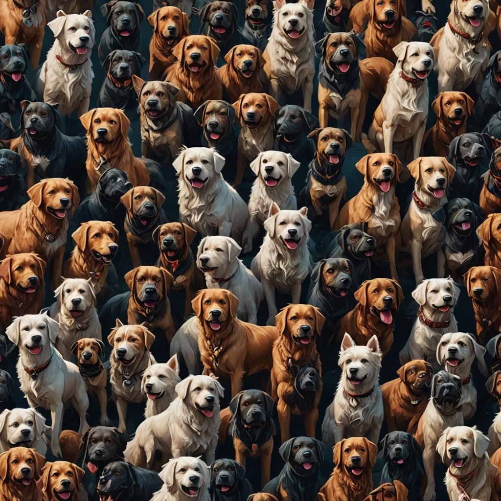 Detailed Matte Painting of Dogs in Fantasy Art