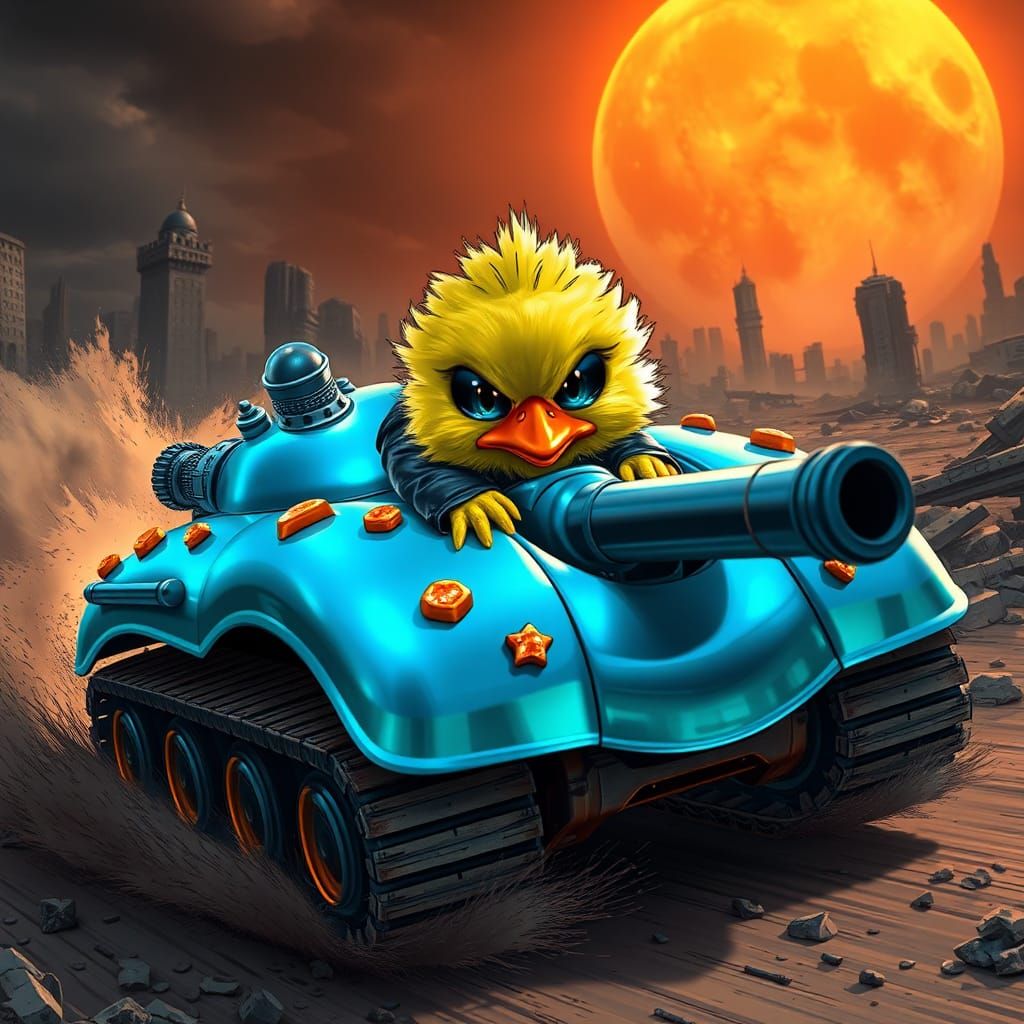 Duck Alien Races Donut Tank in Wasteland