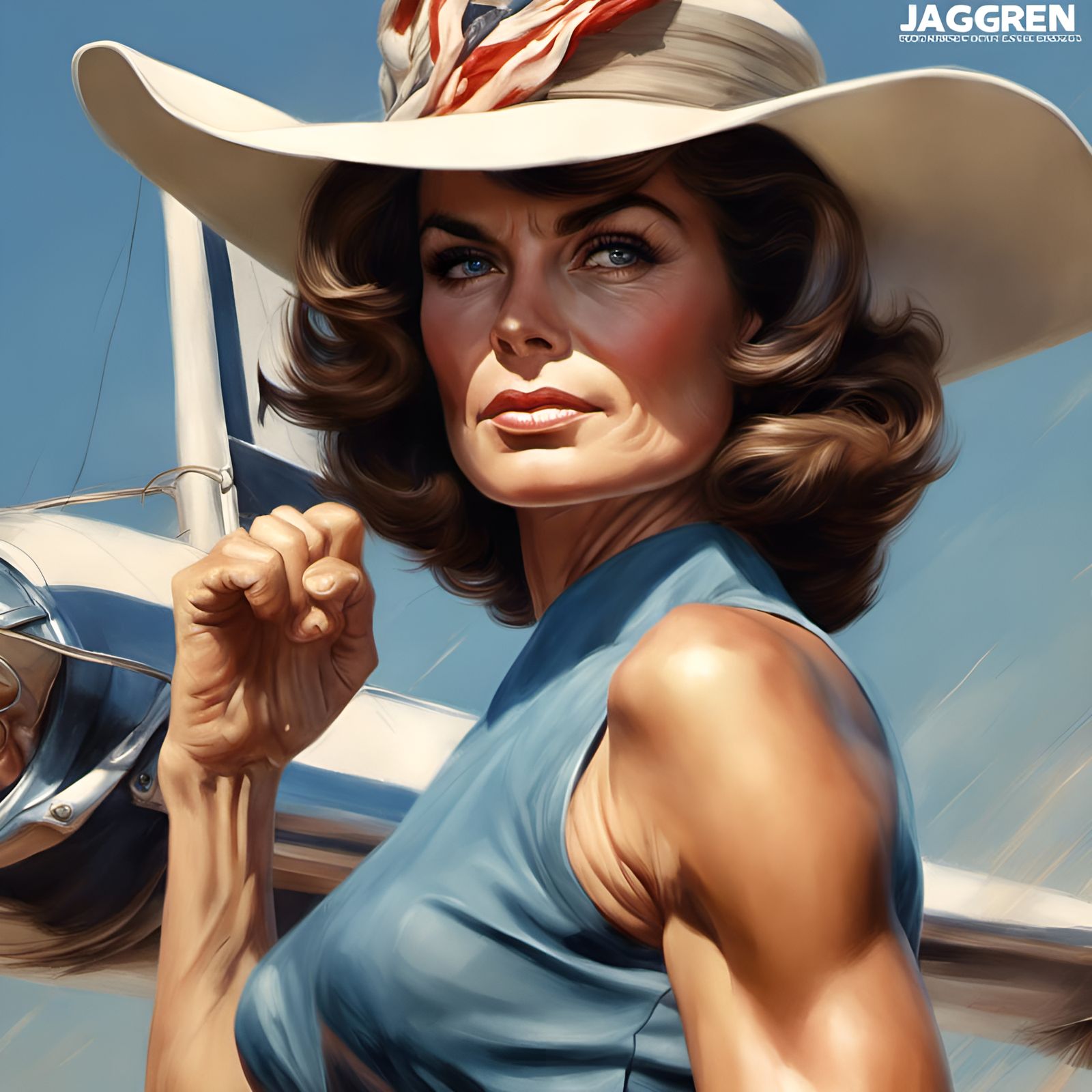 Muscular Jackie Kennedy Portrait in Digital Art Style