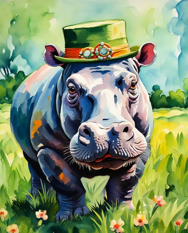 Hippo in a hat