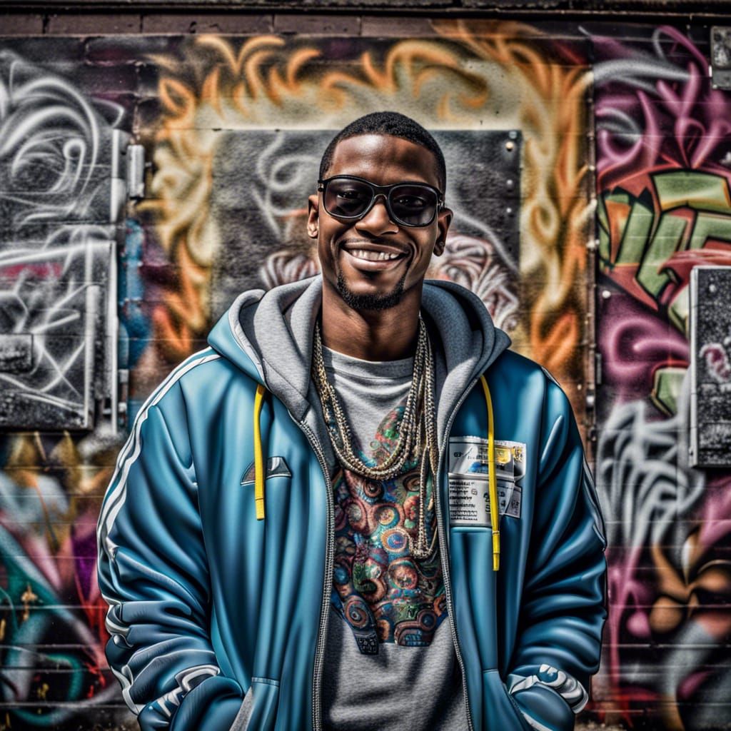 Hyperrealistic Portrait of Graffiti Artist with Cassette