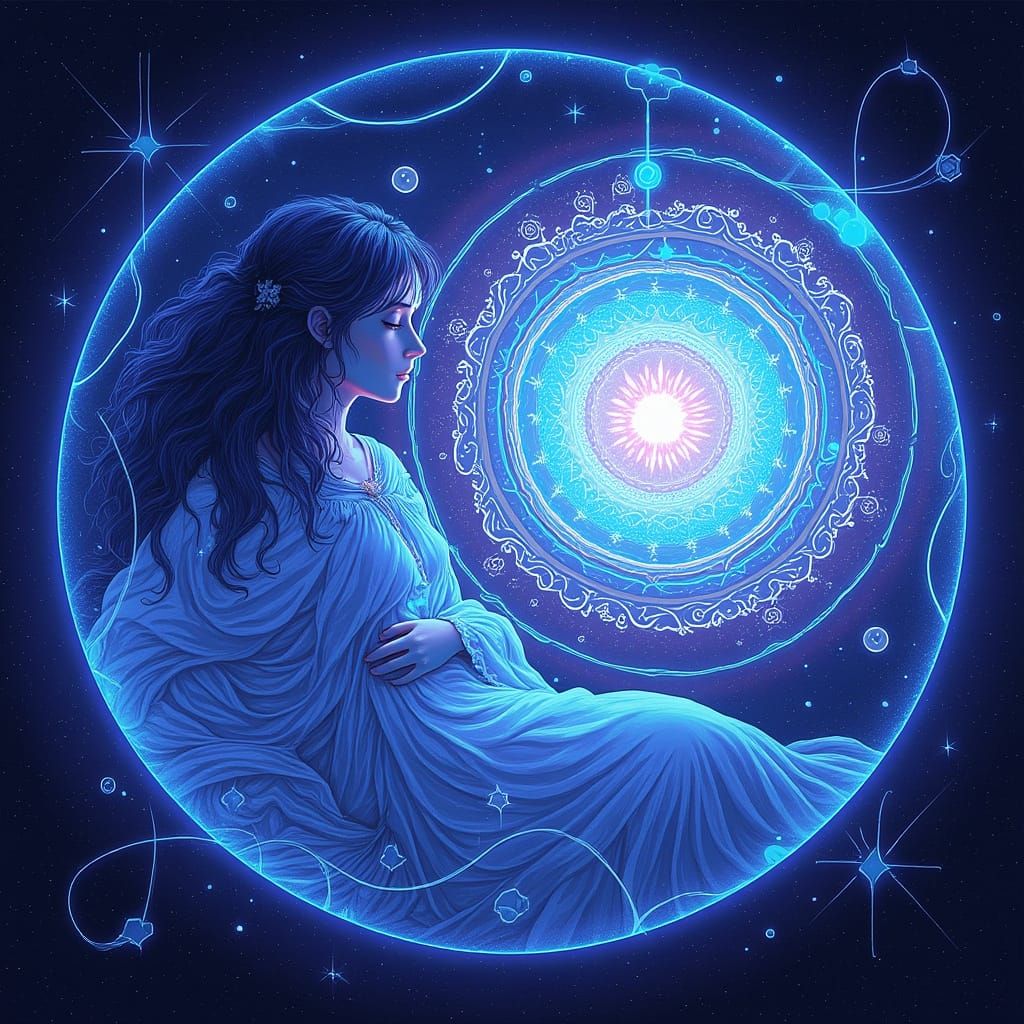 Astral Cosmic Illustration of Peaceful Sleep