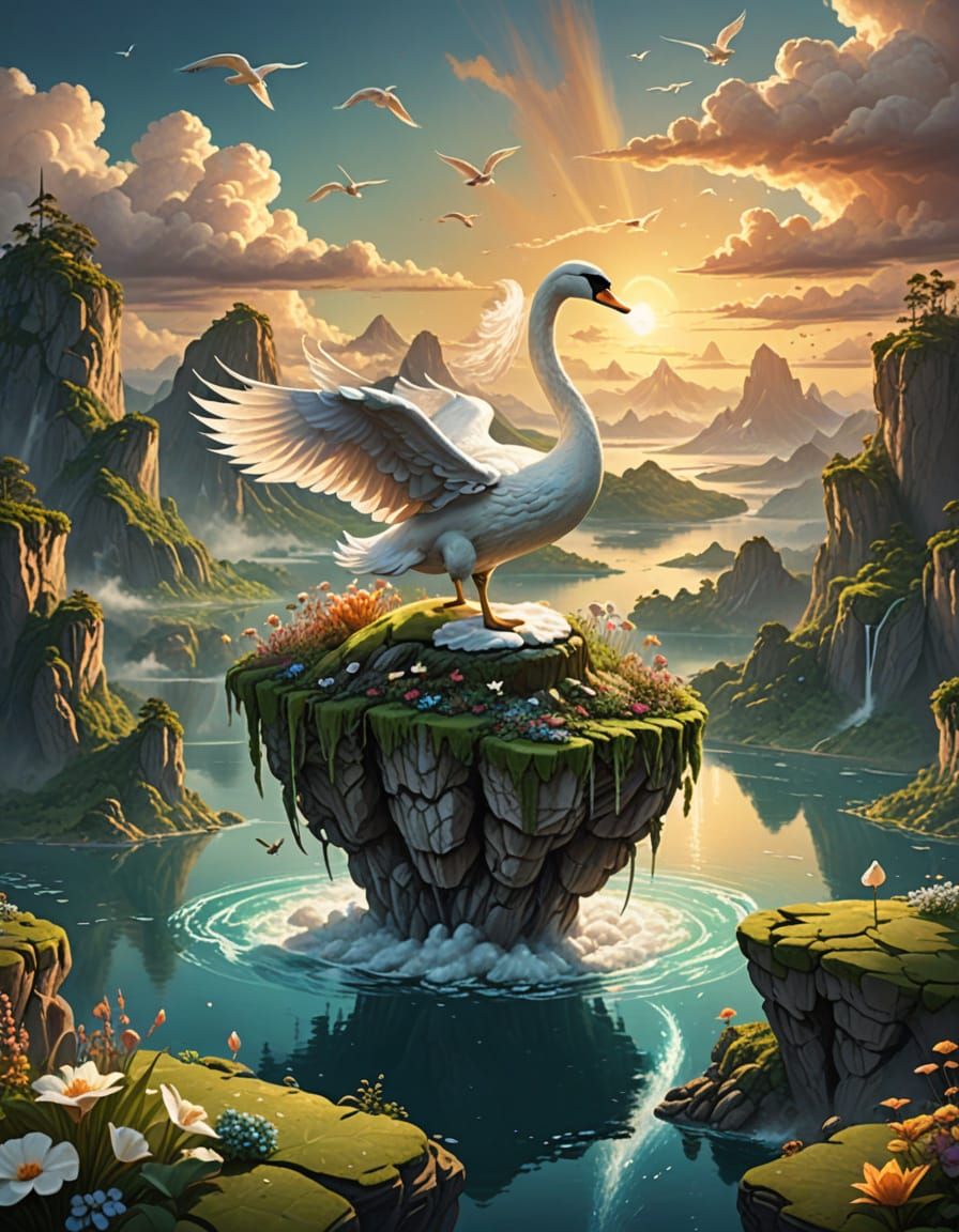Fantasy Flying Island on Majestic Swan