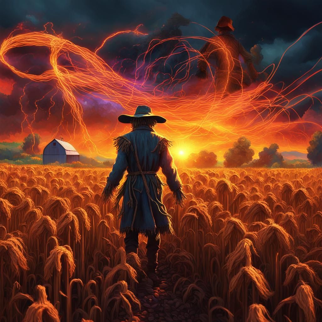 Menacing Scarecrow in Fauvist Expressionism Style