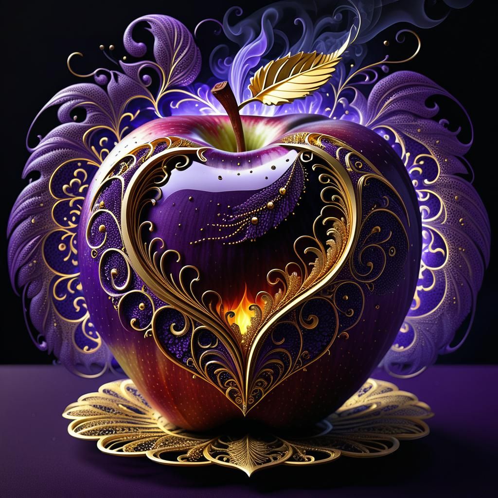 Golden Vampire Apple in Pointillism Style