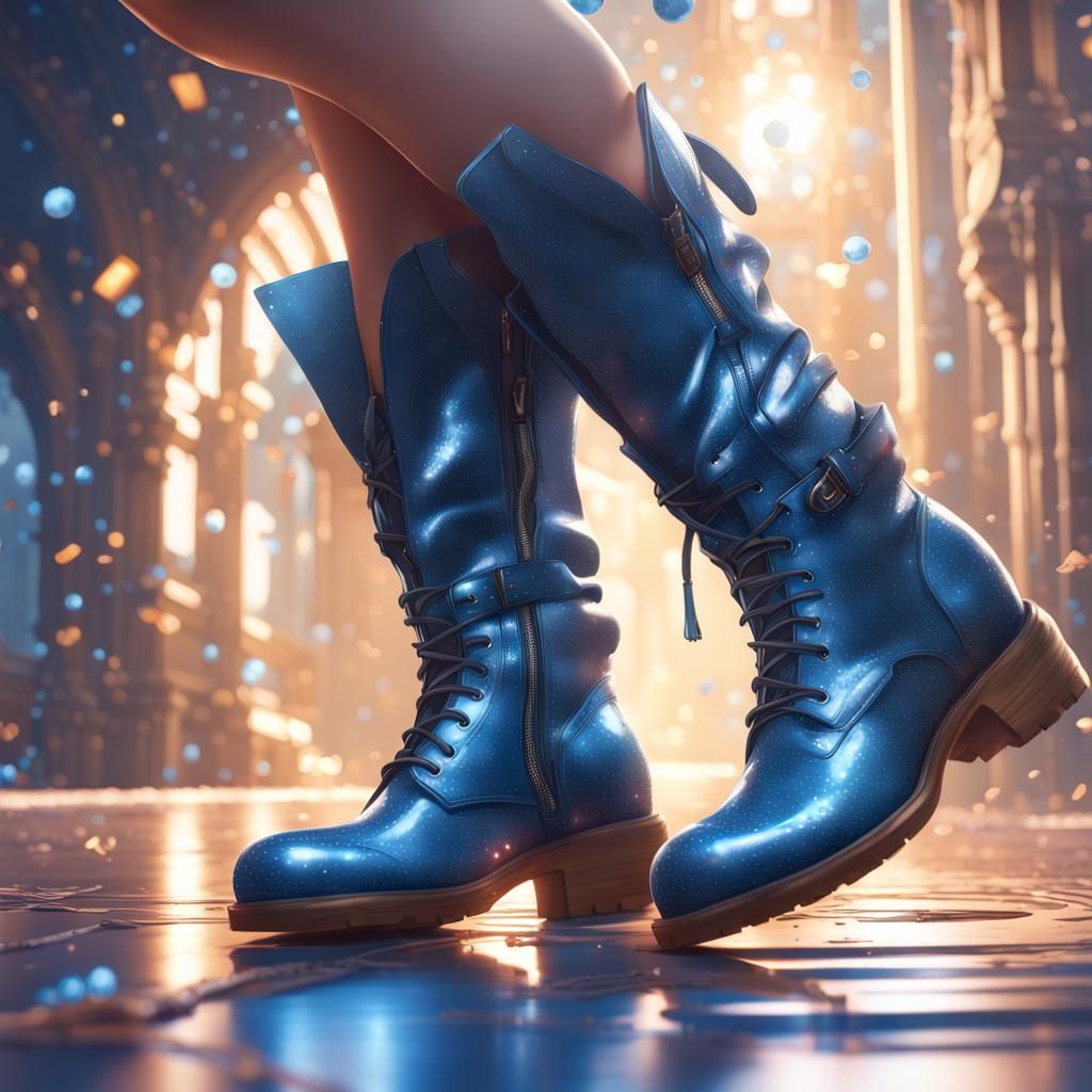 Levitating Girl in Boots: Hyperdetailed Concept Art