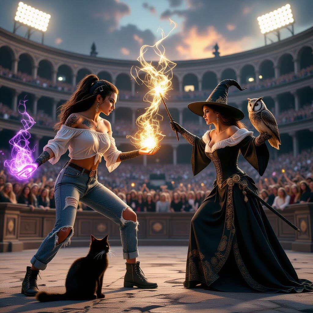 Epic Magic Duel: Modern Witch vs Classical Witch in Coliseum