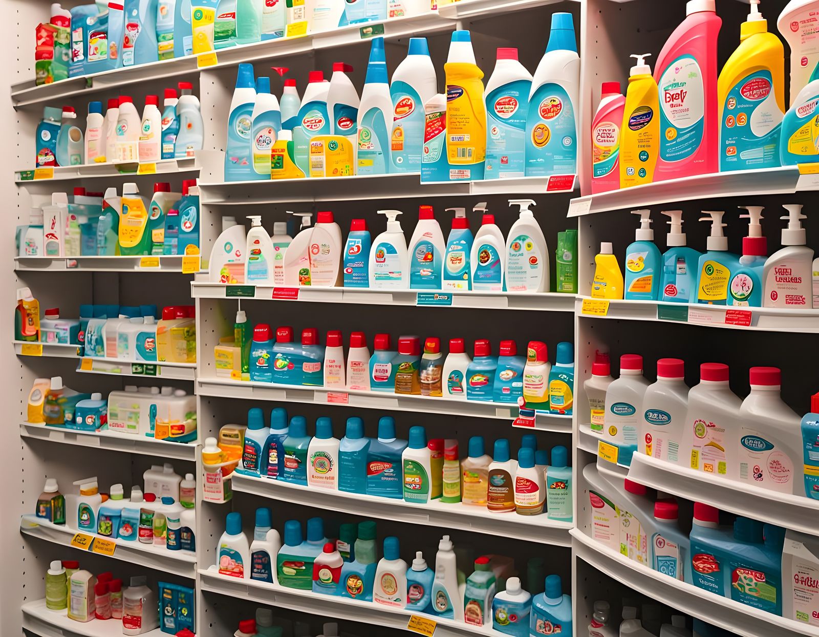 Bottles of Baby Oil and Lubricant on Closet Shelves in Indus...