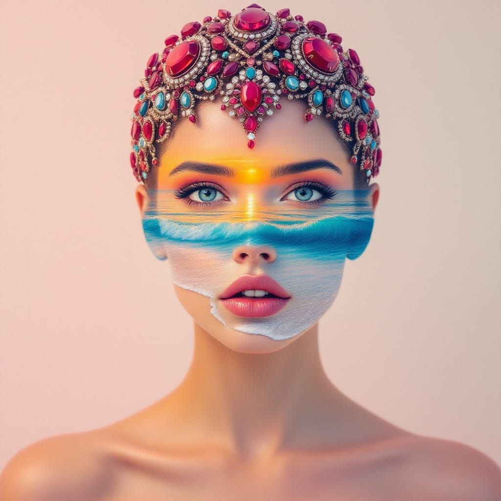 Surreal Seascape Portrait in Oil Painting Style