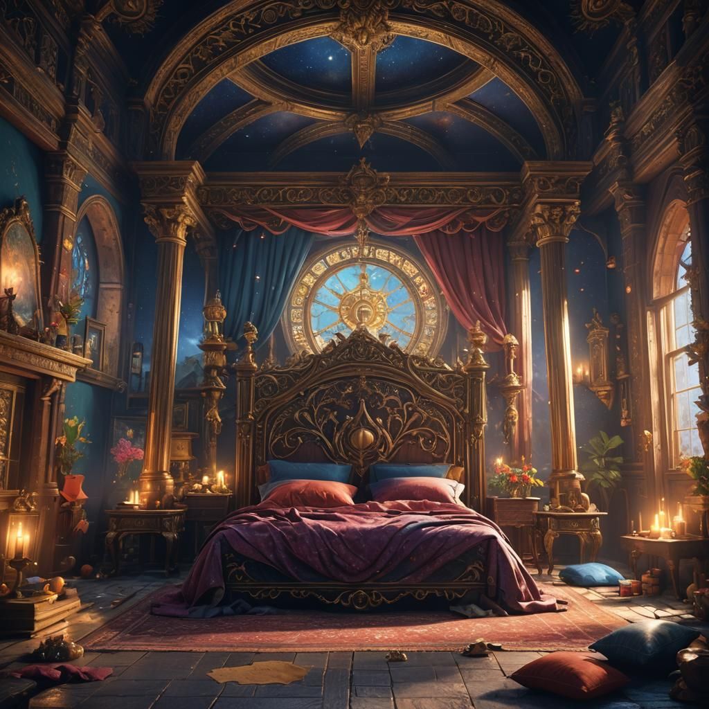 Smiling Couple in Bed: Detailed Fantasy Art