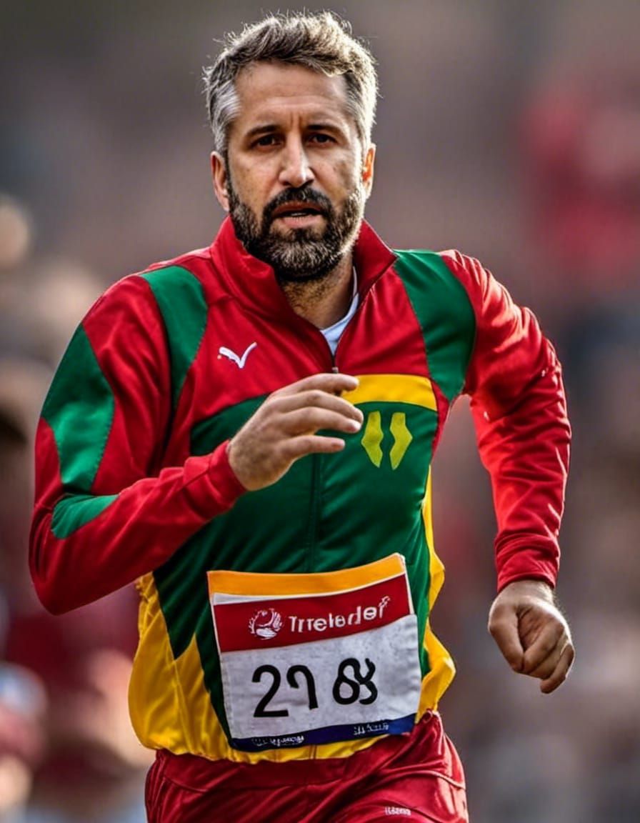 Portuguese Sprinter Portrait for Olympics in Hyperrealism