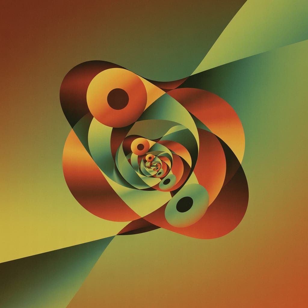 1970s Psychedelic Art: Swirling Geometric Shapes in Earthy T...