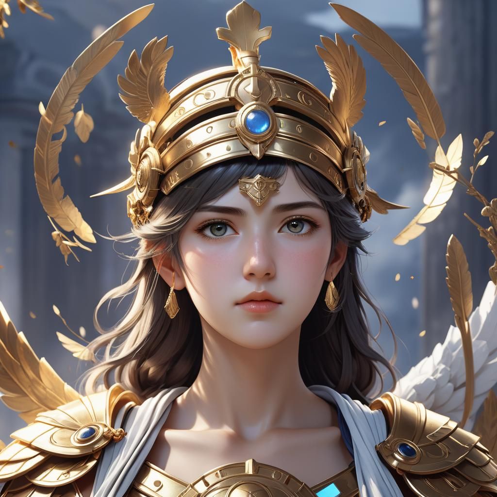 Goddess Athena: Breathtaking 3D Anime Art Portrait