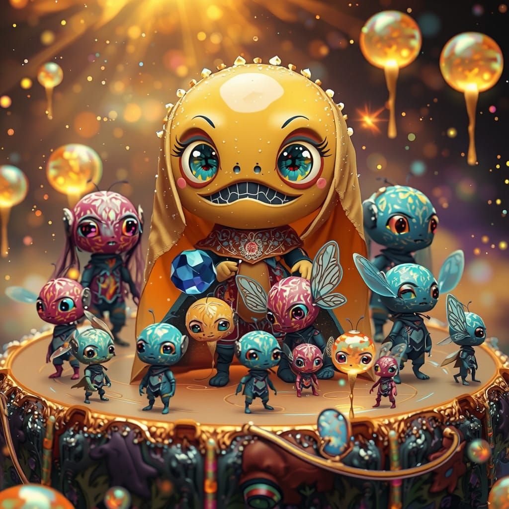 Enchanted Firefly Guardian in Whimsical Snowglobe Scene