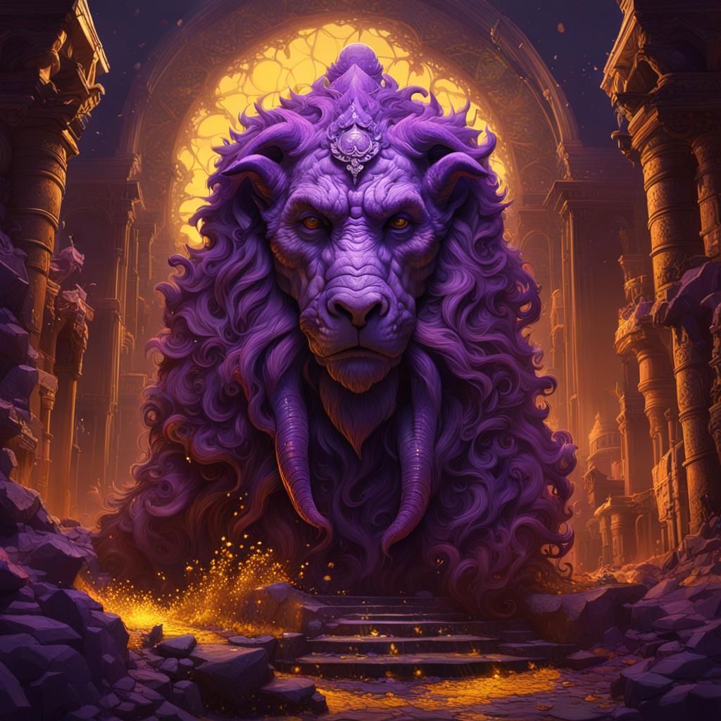 Dark Fantasy Concept Art in Purple and Yellow