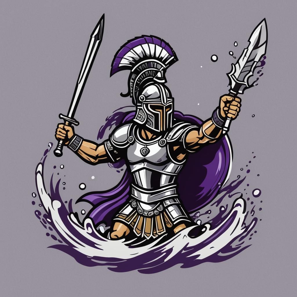 Roman Warrior Water Polo Logo in Comic Book Style