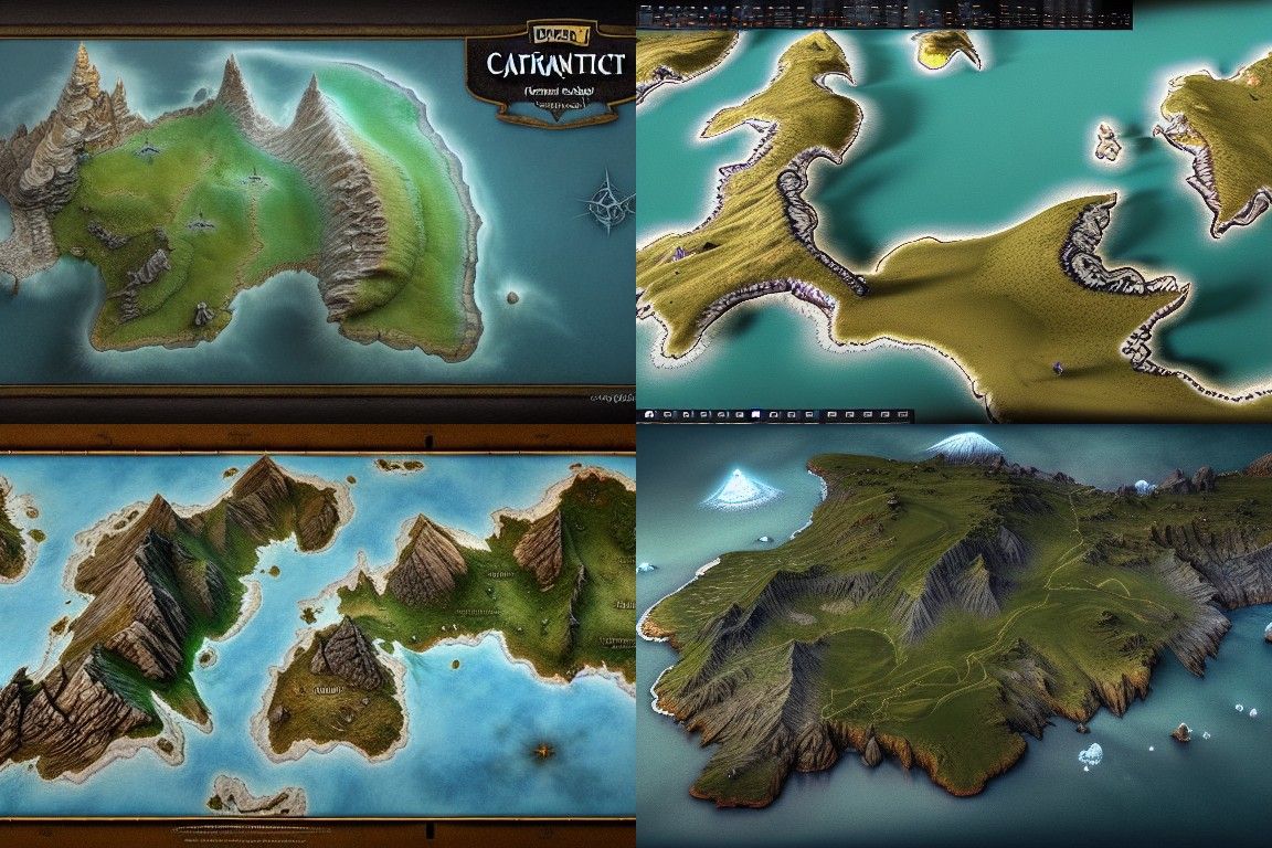 Detailed Fantasy Continent Map in Digital Illustration