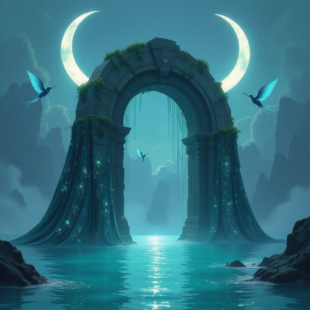 Bioluminescent Archway in Alien Ocean