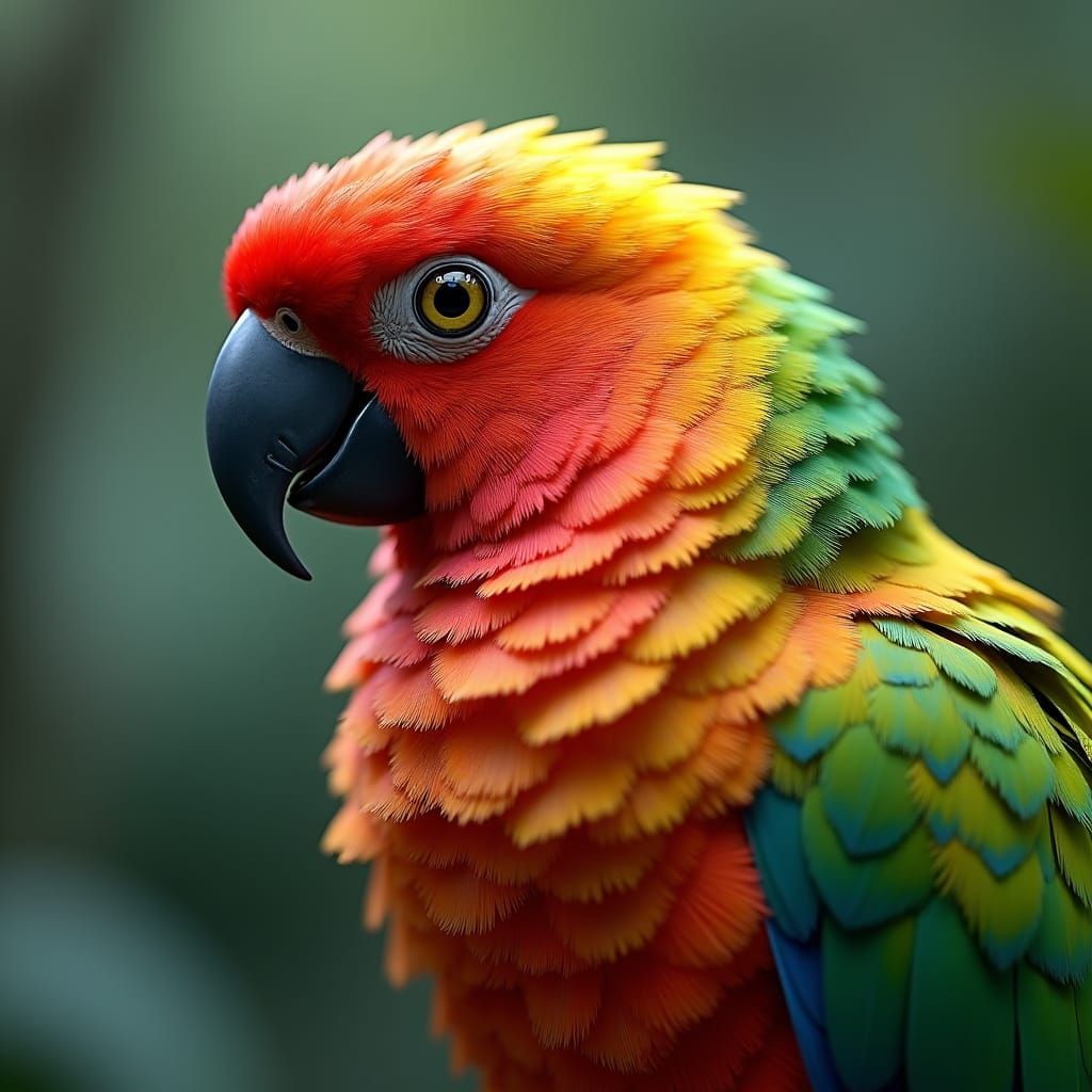 Exotic Parrot Portrait in 3D Anime Style