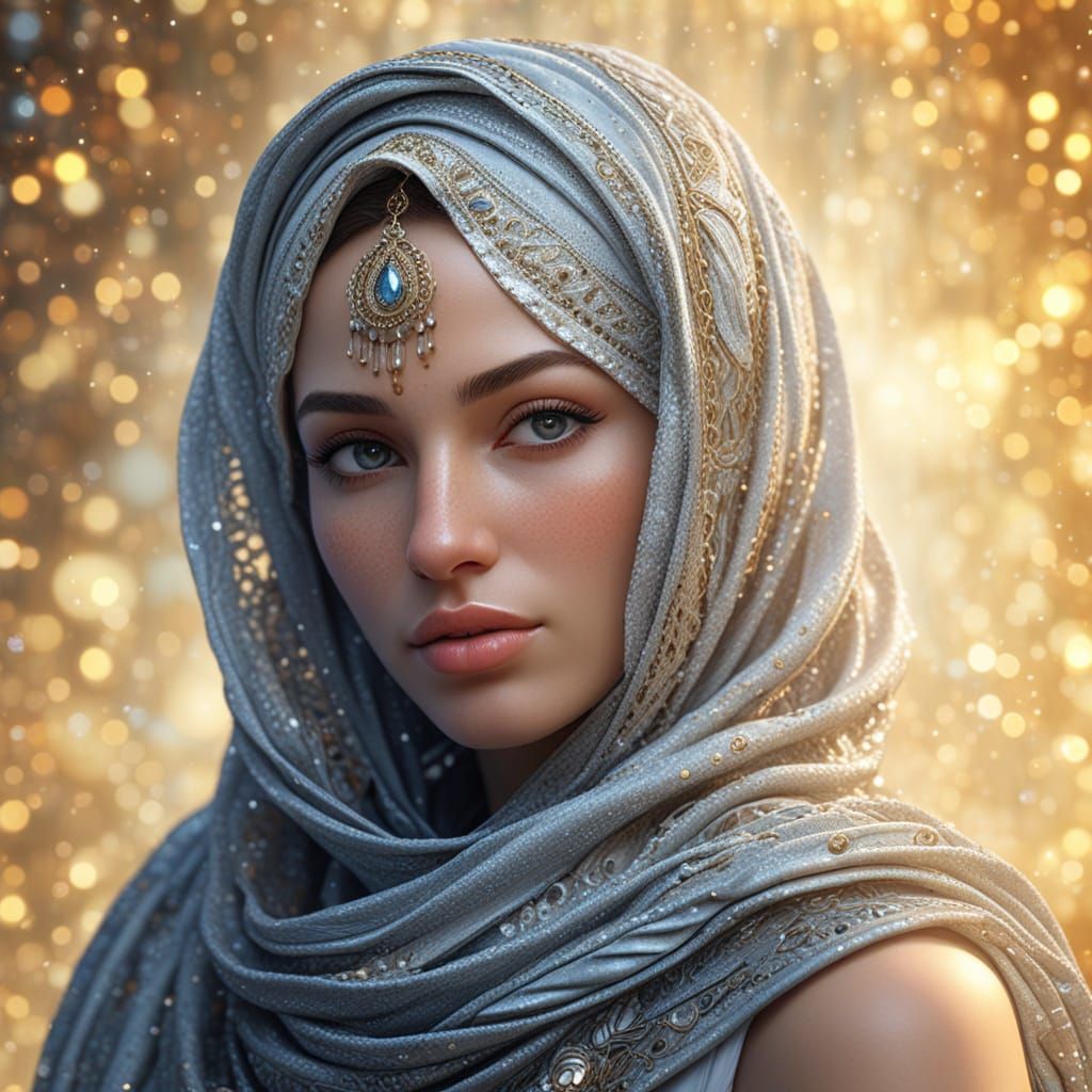 An ancient Greek goddess wearing hijab
