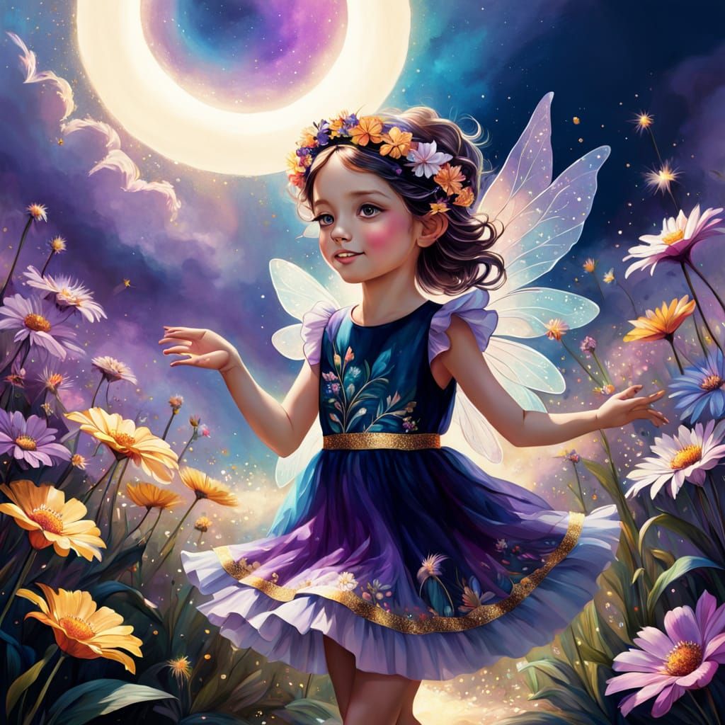 Whimsical Fairy in a Dreamy Landscape