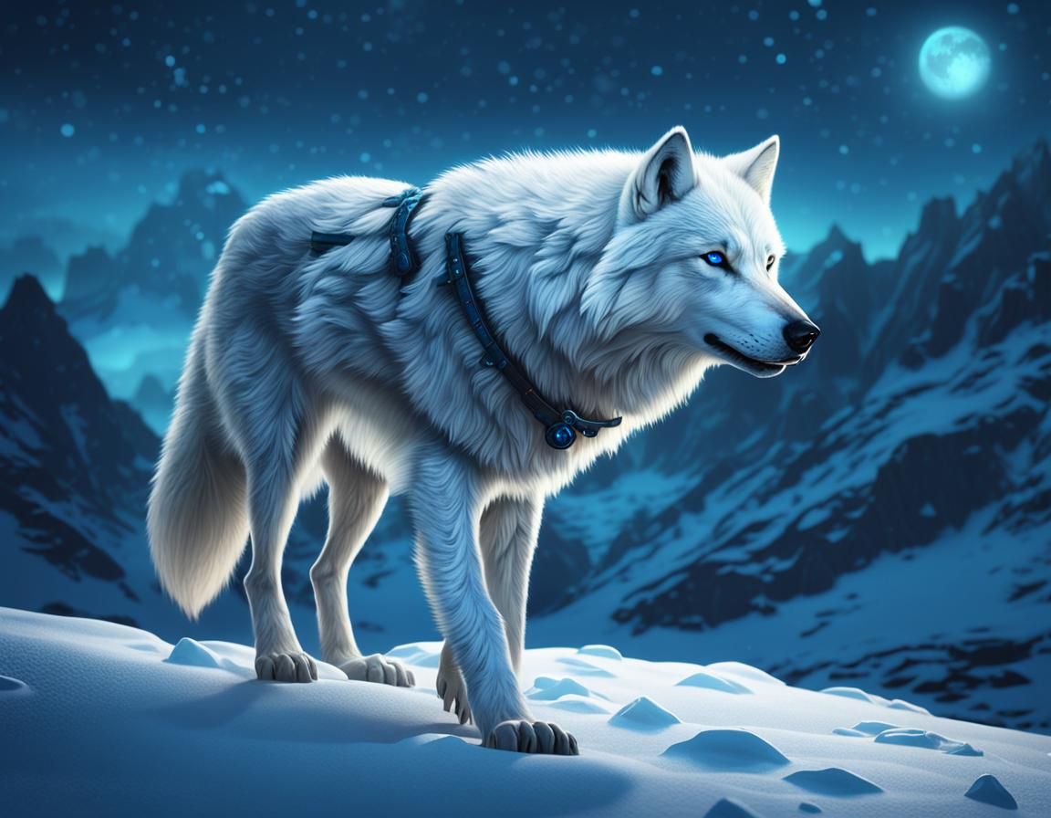 White Wolf in Greenland: A Fantasy Concept Art