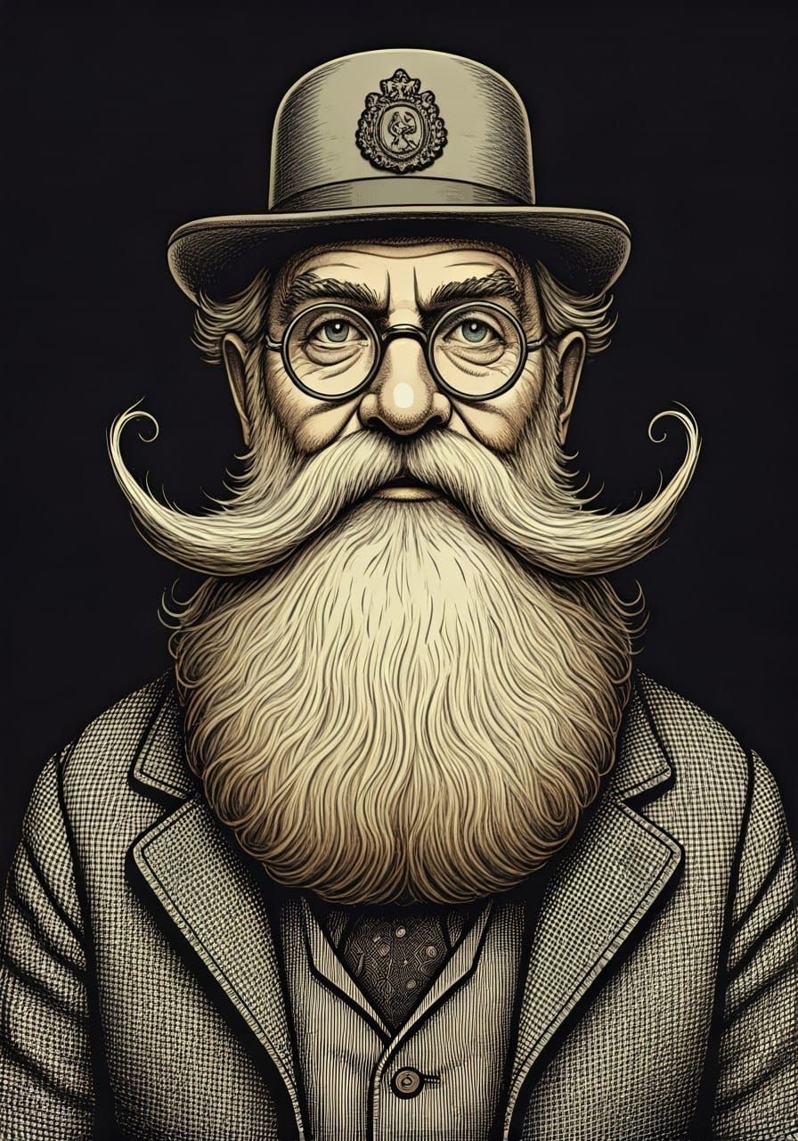 Whimsical Victorian Gentleman with Ornate Beard