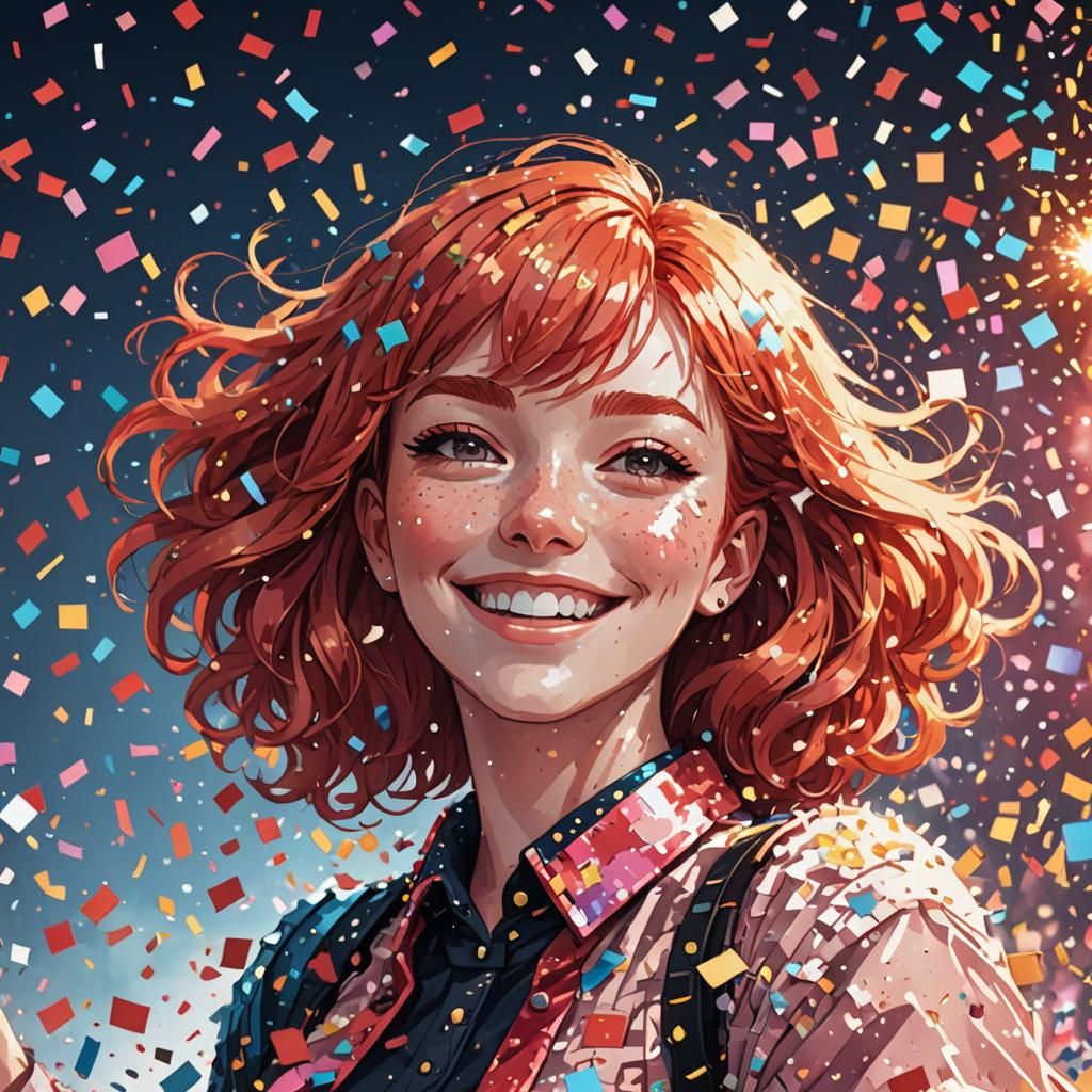 Red-Haired Woman Portrait in Pixel Art Style