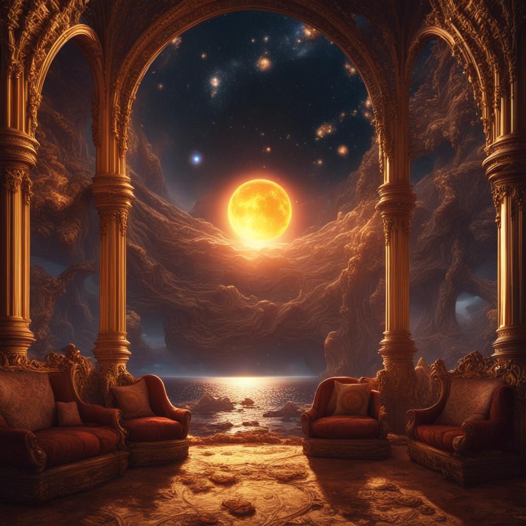 Fantastical Sun Matte Painting in Deep Color