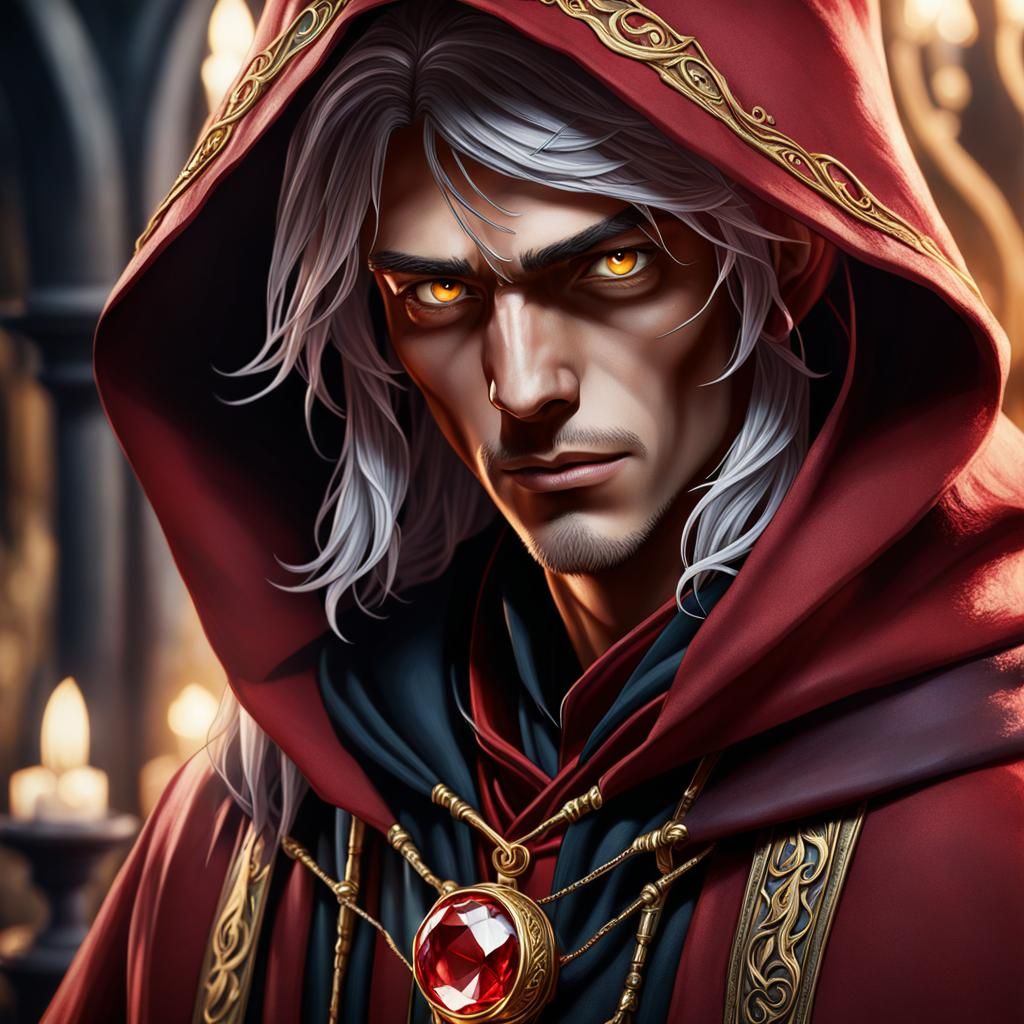 Young Wizard in Anime Style with Crystal Staff