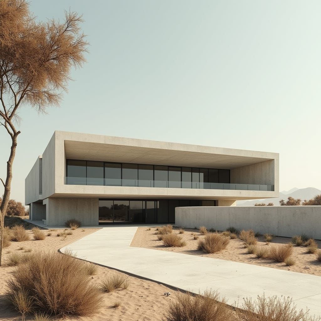Surreal Modern Military Headquarters Amidst Dry Reserve Land...