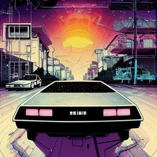 Back to the Future DeLorean Car on Road