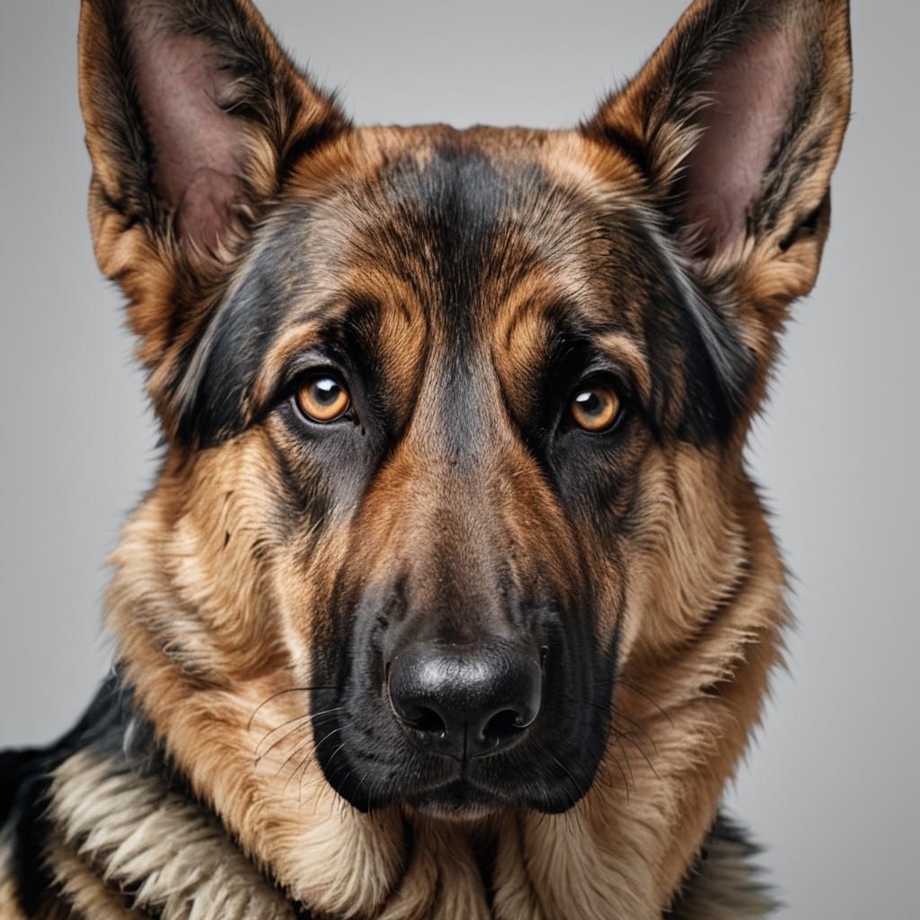 Studio Portrait of German Shepherd in Sharp Focus
