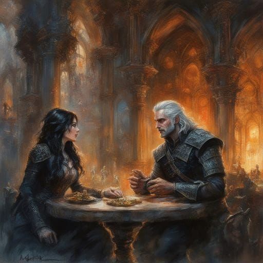 Geralt and Yennefer: A Fantasy Scene